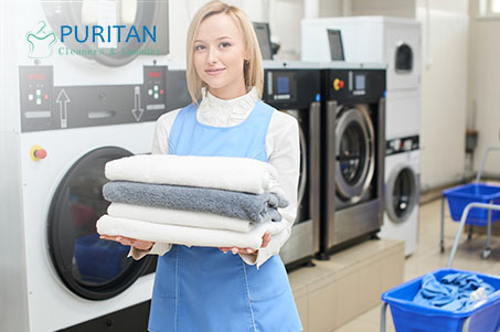 Commercial laundry business worker